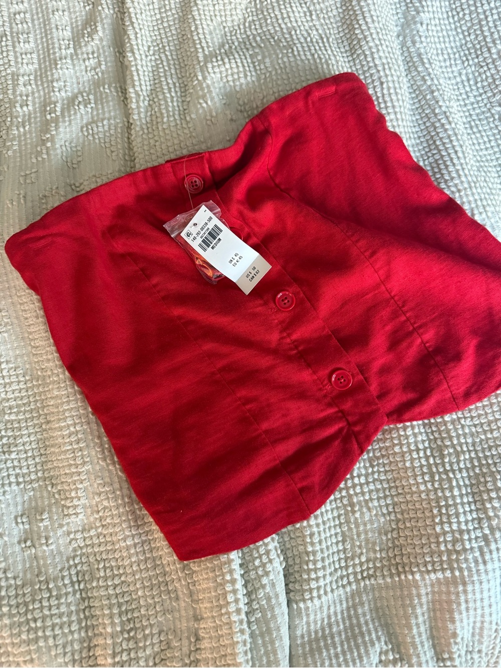 Abercrombie & Fitch Red Button-Front Strapless Crop Top